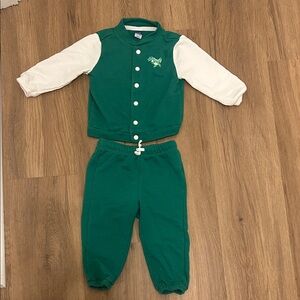 Old Navy Green and White Dinosaur Track Suit
